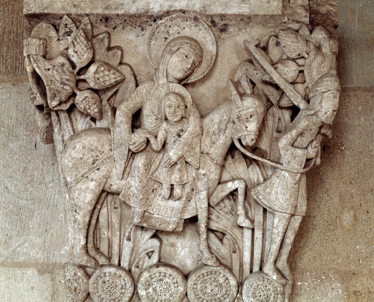 Flugten til Egypten (udskåret hovedstad) af Romanesque