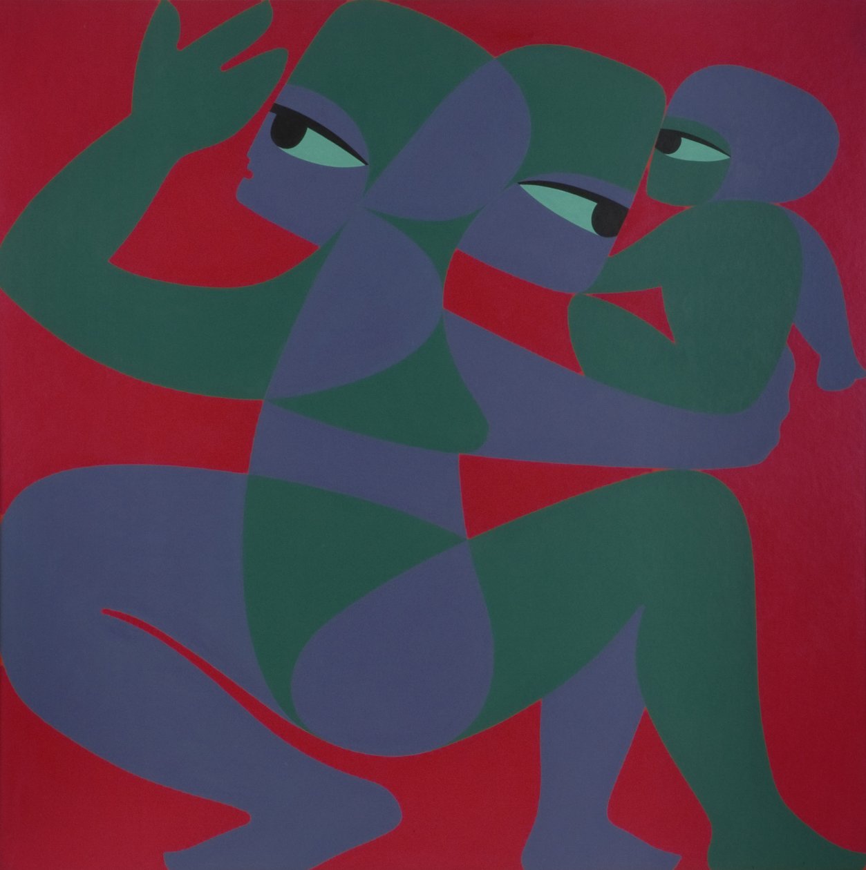 Nuclear Family, 1975 (akryl om bord) af Ron Waddams