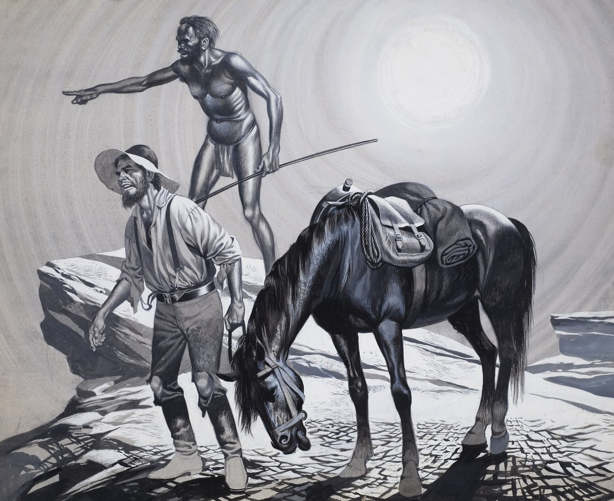Edward Eyre (1815-1901) (gouache på papir) af Ron Embleton