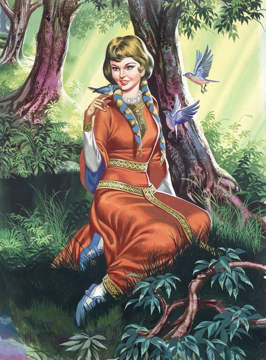 Maid Marian (gouache på papir) af Ron Embleton