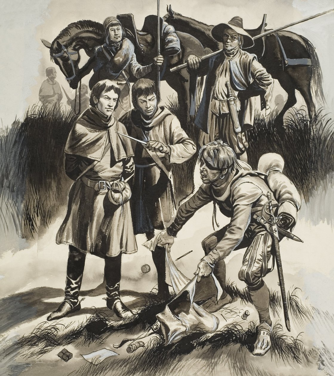 Papirpenge (gouache på papir) af Ron Embleton