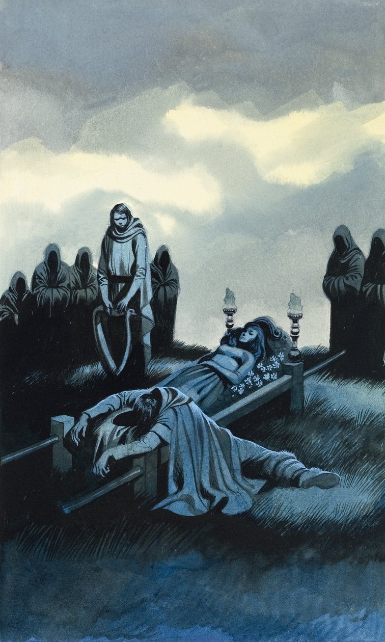Tannhauser og Elizabeth (gouache på papir) af Ron Embleton