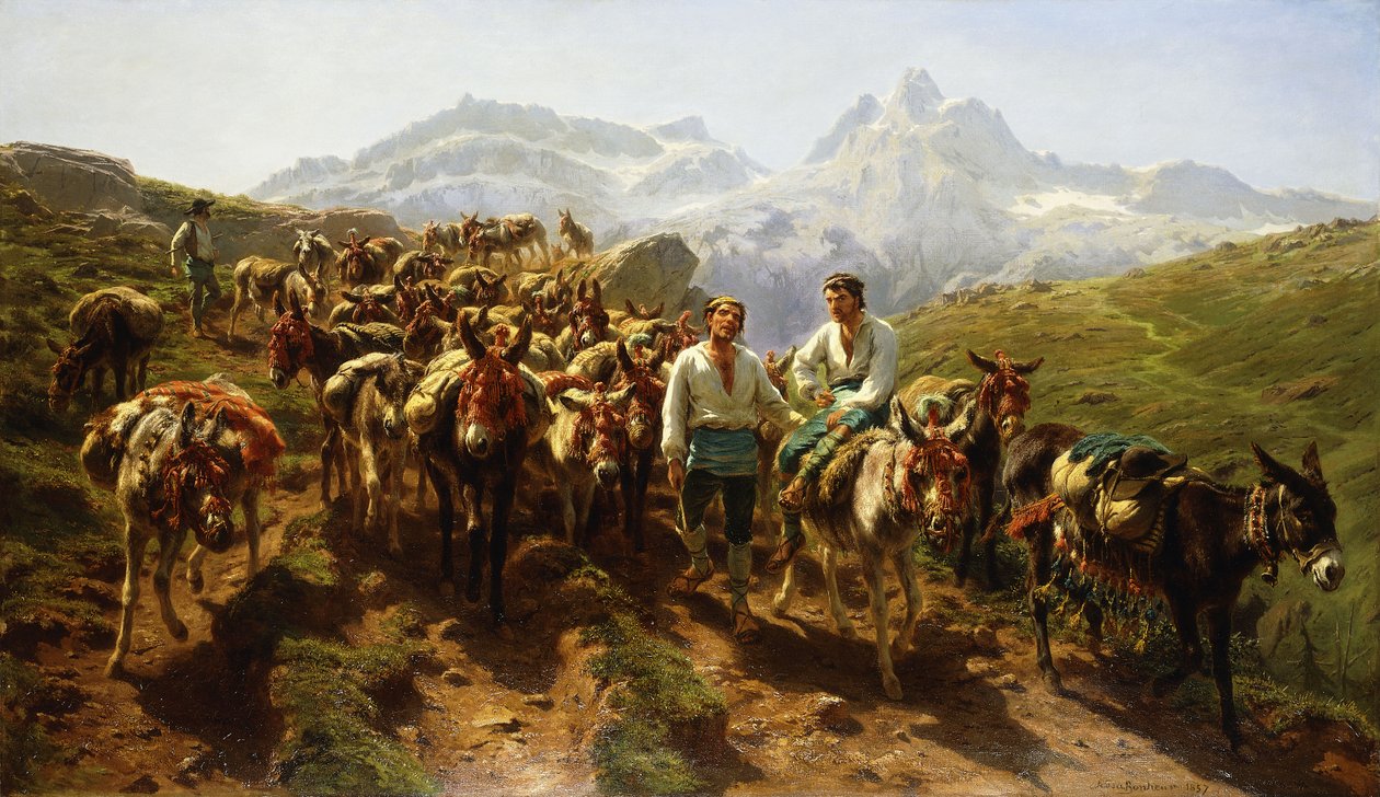 Spanske muledyr krydser Pyrenæerne, 1857 af Rosa Bonheur
