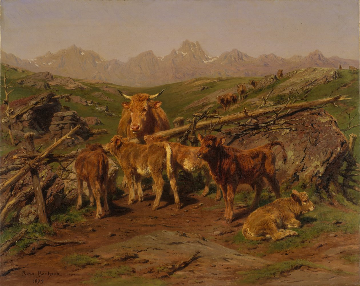 Afvænning af kalvene, 1879. af Rosa Bonheur