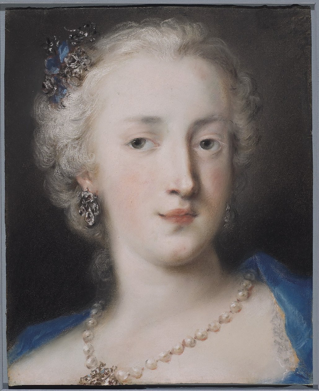 Portræt af en kvinde, tidligt 18. århundrede (pastel på blåt bindet papir) af Rosalba Giovanna Carriera