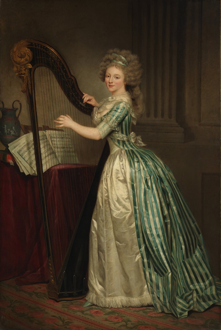 Selvportræt med en harpe, 1791 af Rose Adelaide Ducreux