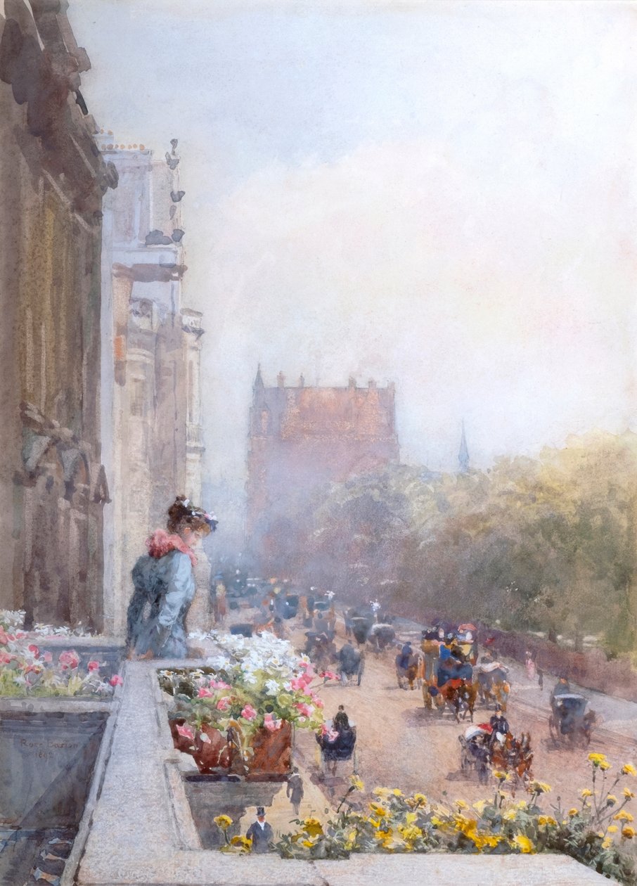 Piccadilly i juni (akvarel) af Rose Maynard Barton