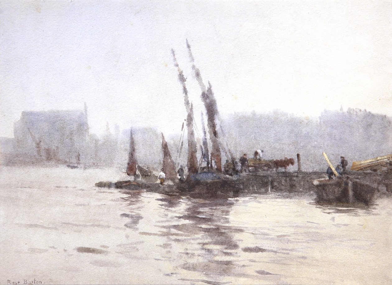 Losning af pramme (akvarel) af Rose Maynard Barton