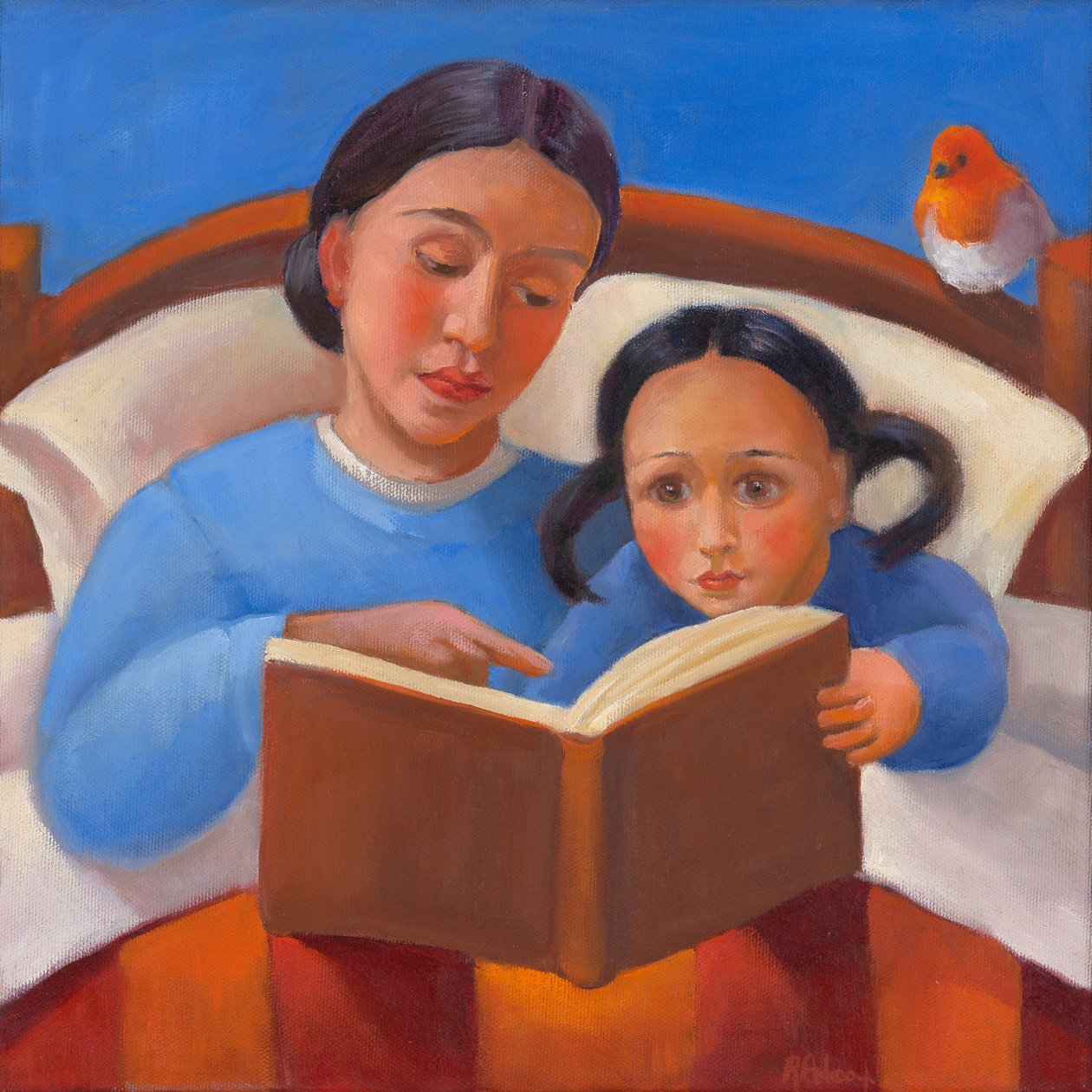 Bedtime Story, 2022 (olie på lærred) af Rosemarie Adcock