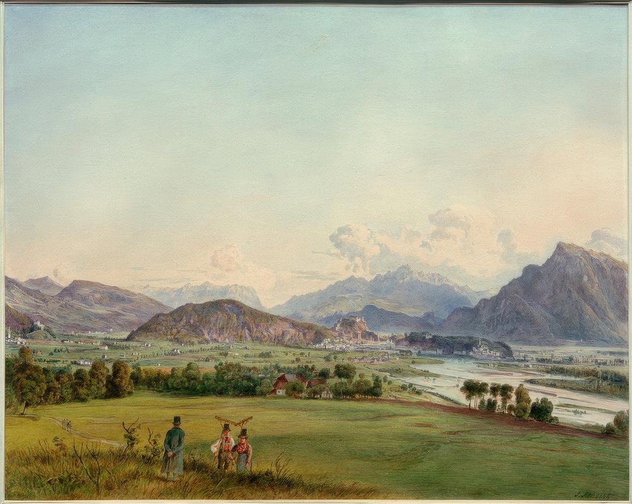 Udsigt over Salzburg af Rudolf von Alt