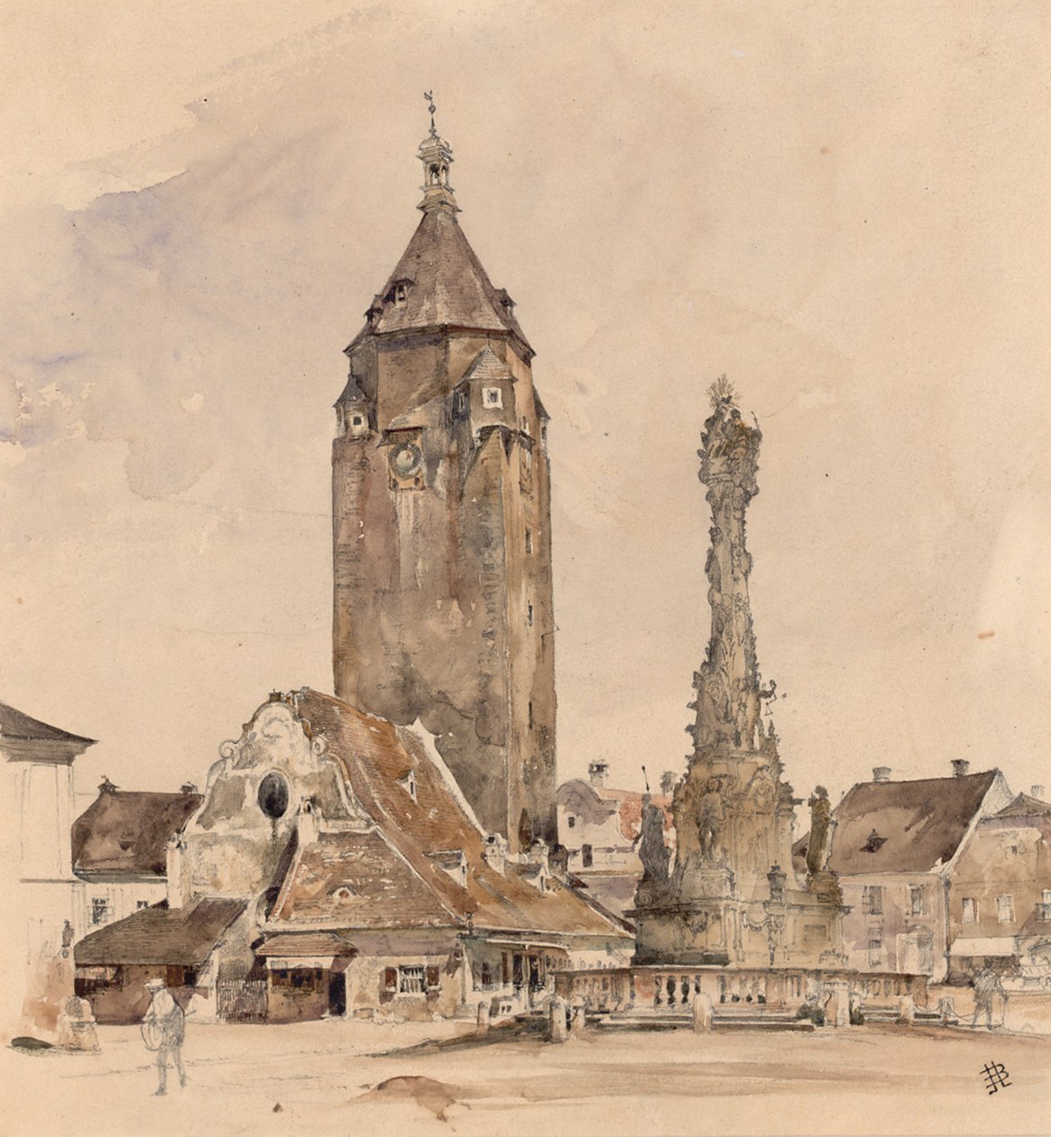 Det gamle rådhus i Korneuburg af Rudolf von Alt