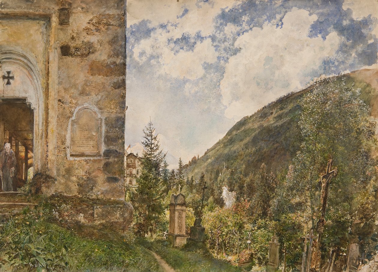 Kirkegården i Gastein af Rudolf von Alt