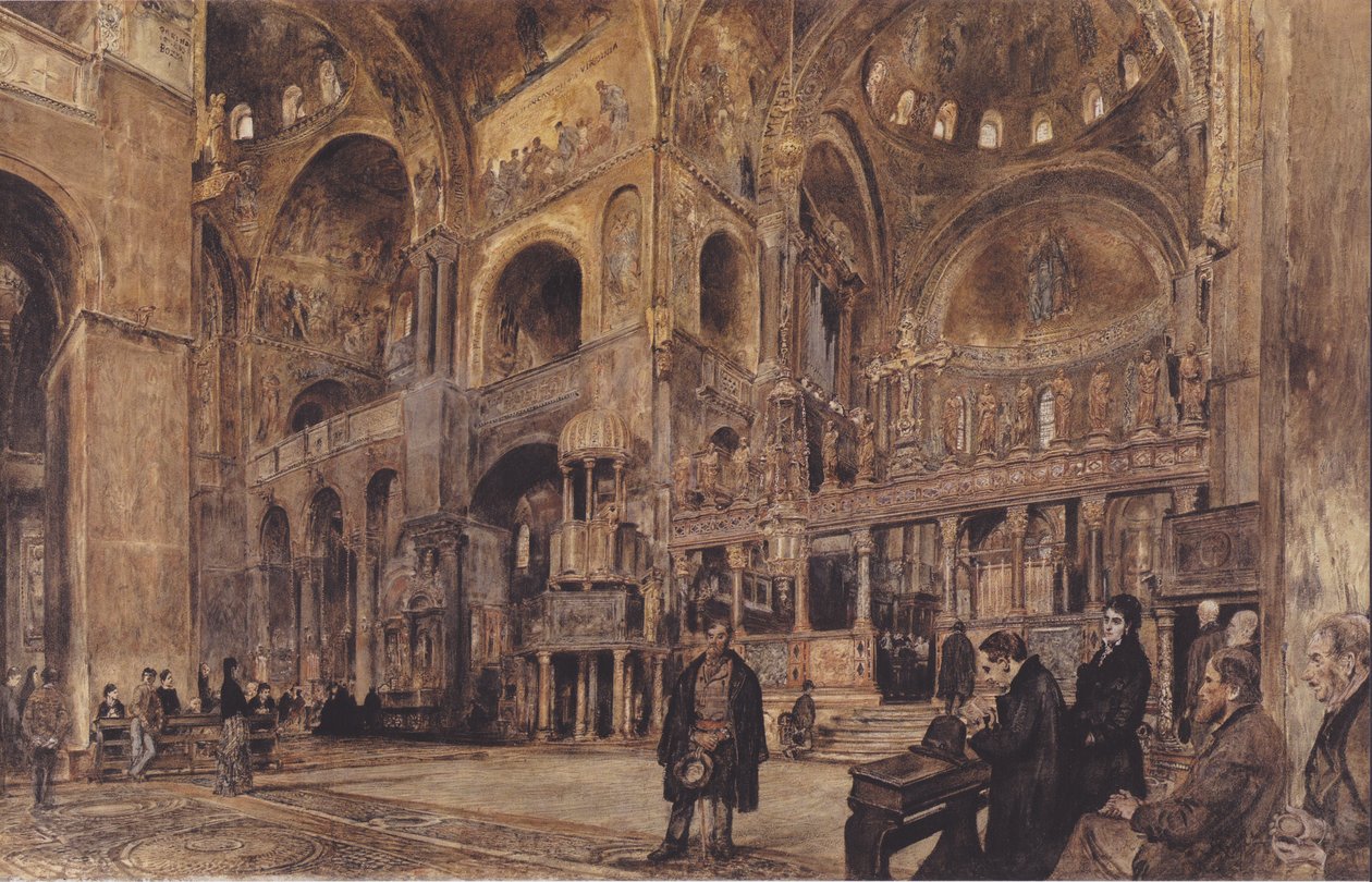 Tysk: Interiørbillede af Markuskirken i Venedig af Rudolf von Alt