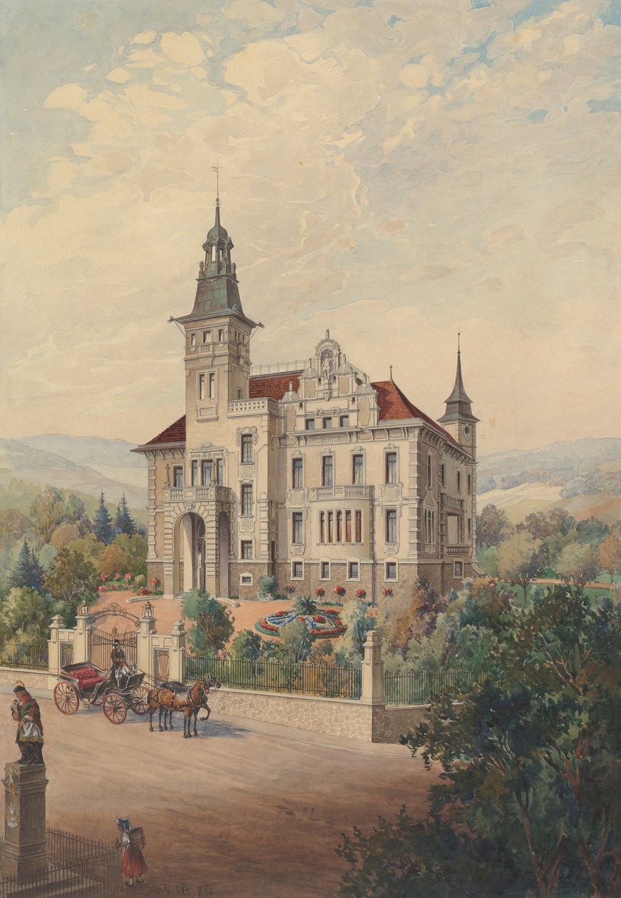 Udsigt over en schweizisk villa, 1896. af Rudolf von Alt