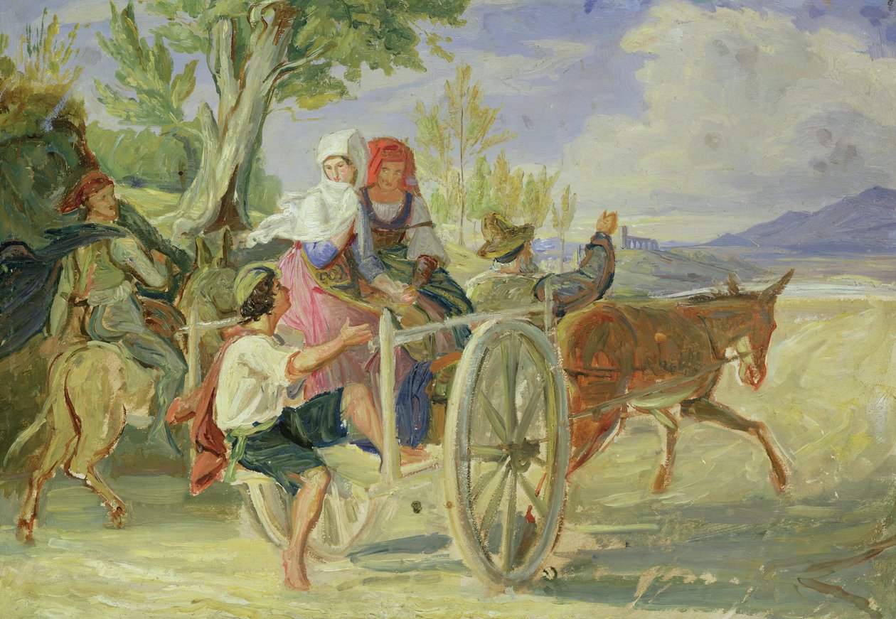 Italian Cart (olie på papir lagt på karton) af Rudolph Friedrich Wasmann