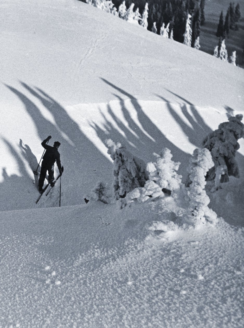 Skiløberen, 1928 (cyanotype) af Rudolph Koppitz
