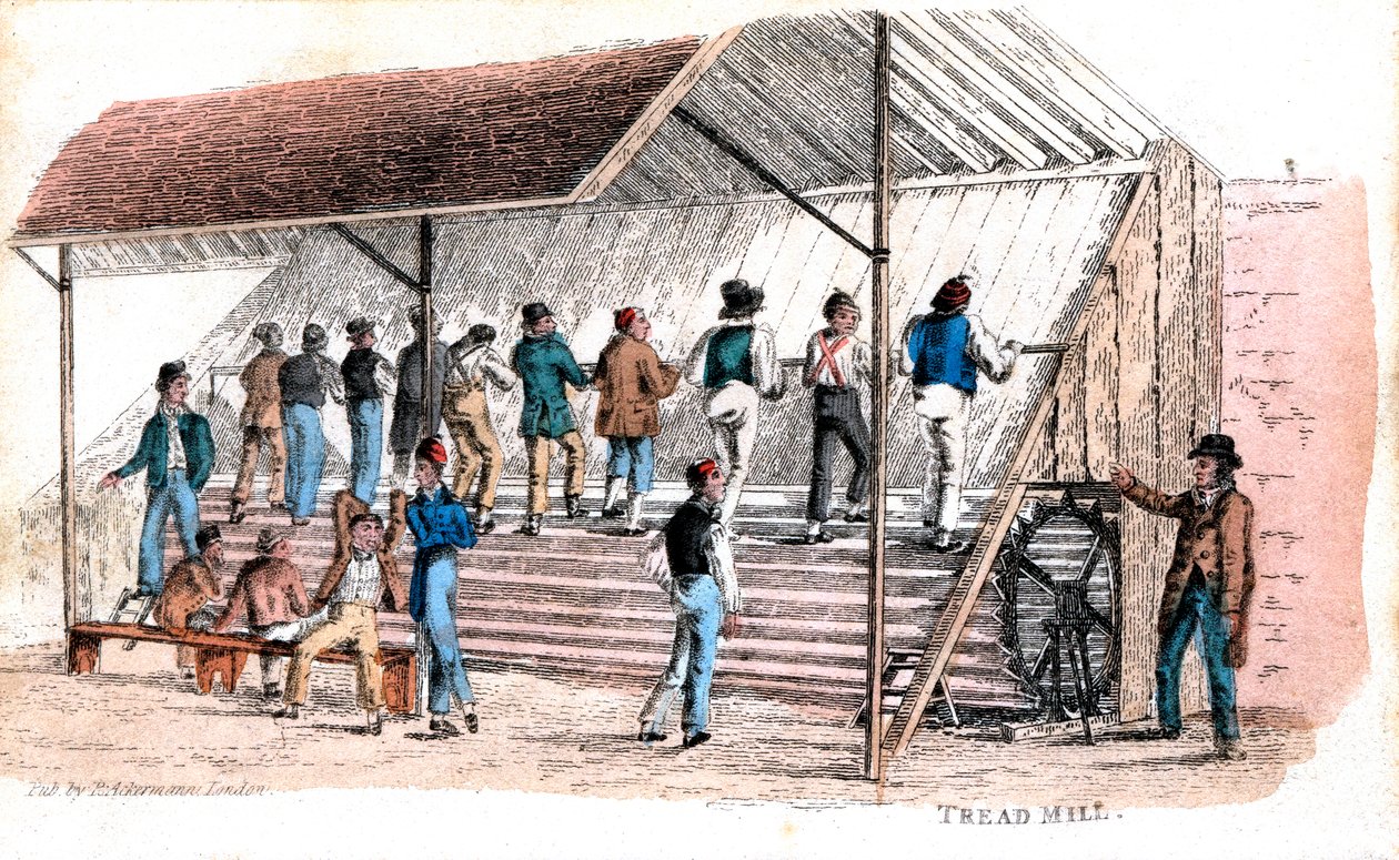 Løbebånd i Brixton fængsel, London, 1827 af Rudolph Ackermann