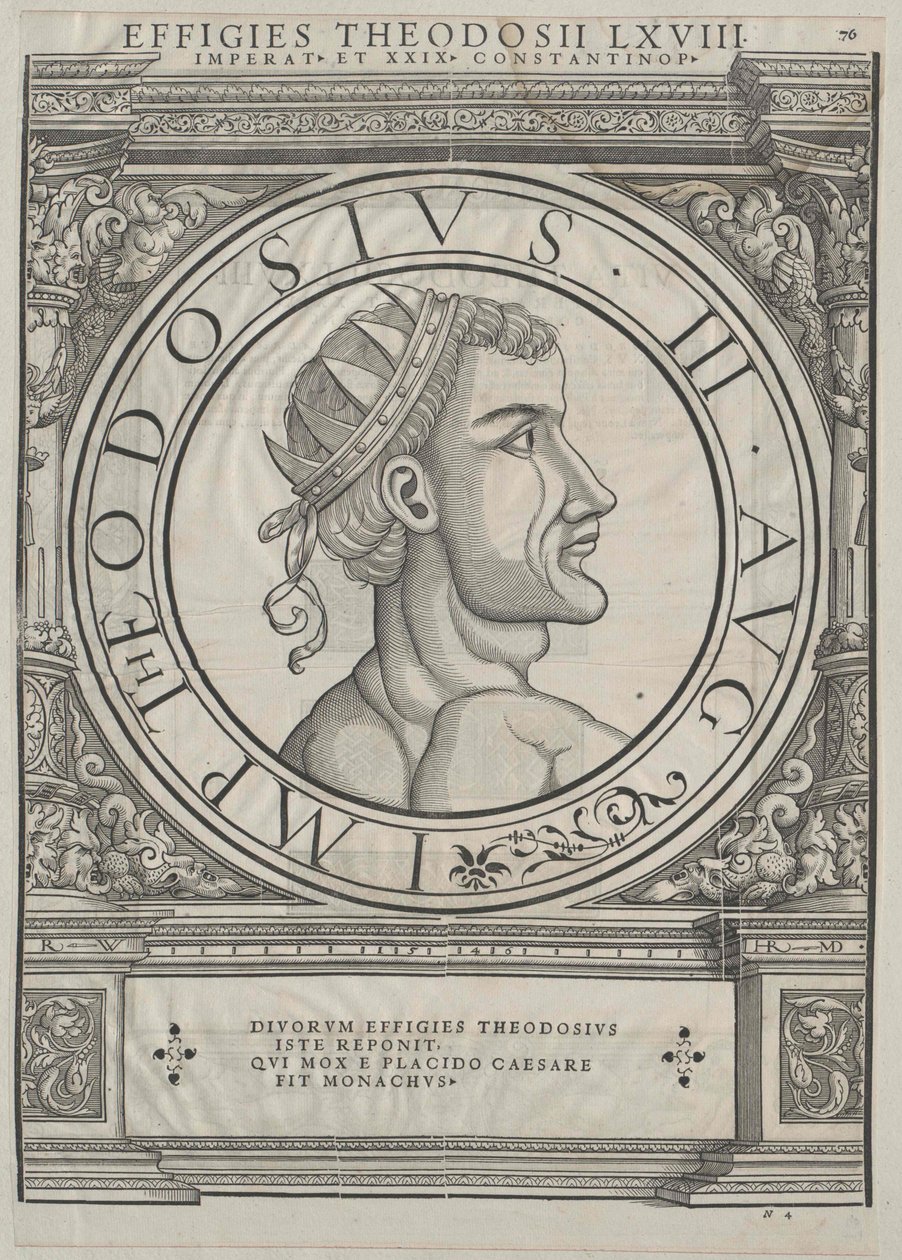 Den østromerske kejser Theodosius III (tryk) af Rudolph Wyssenbach