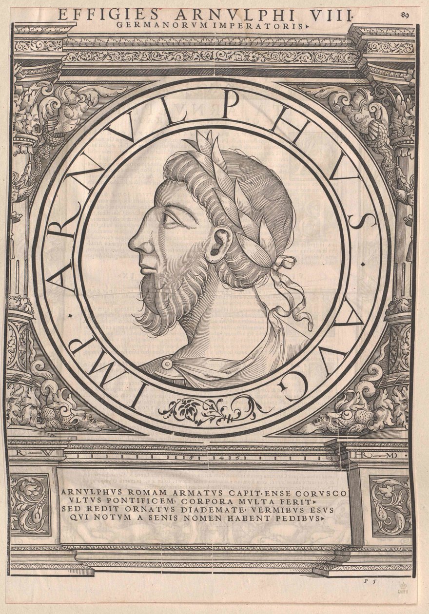 Romersk østfrankisk kejser Arnulf (print) af Rudolph Wyssenbach