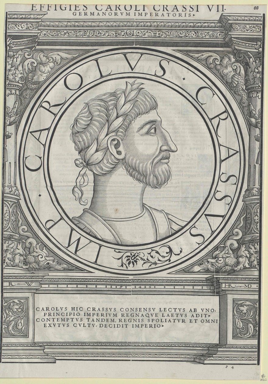 Den tykke kejser Karl III (tryk) af Rudolph Wyssenbach