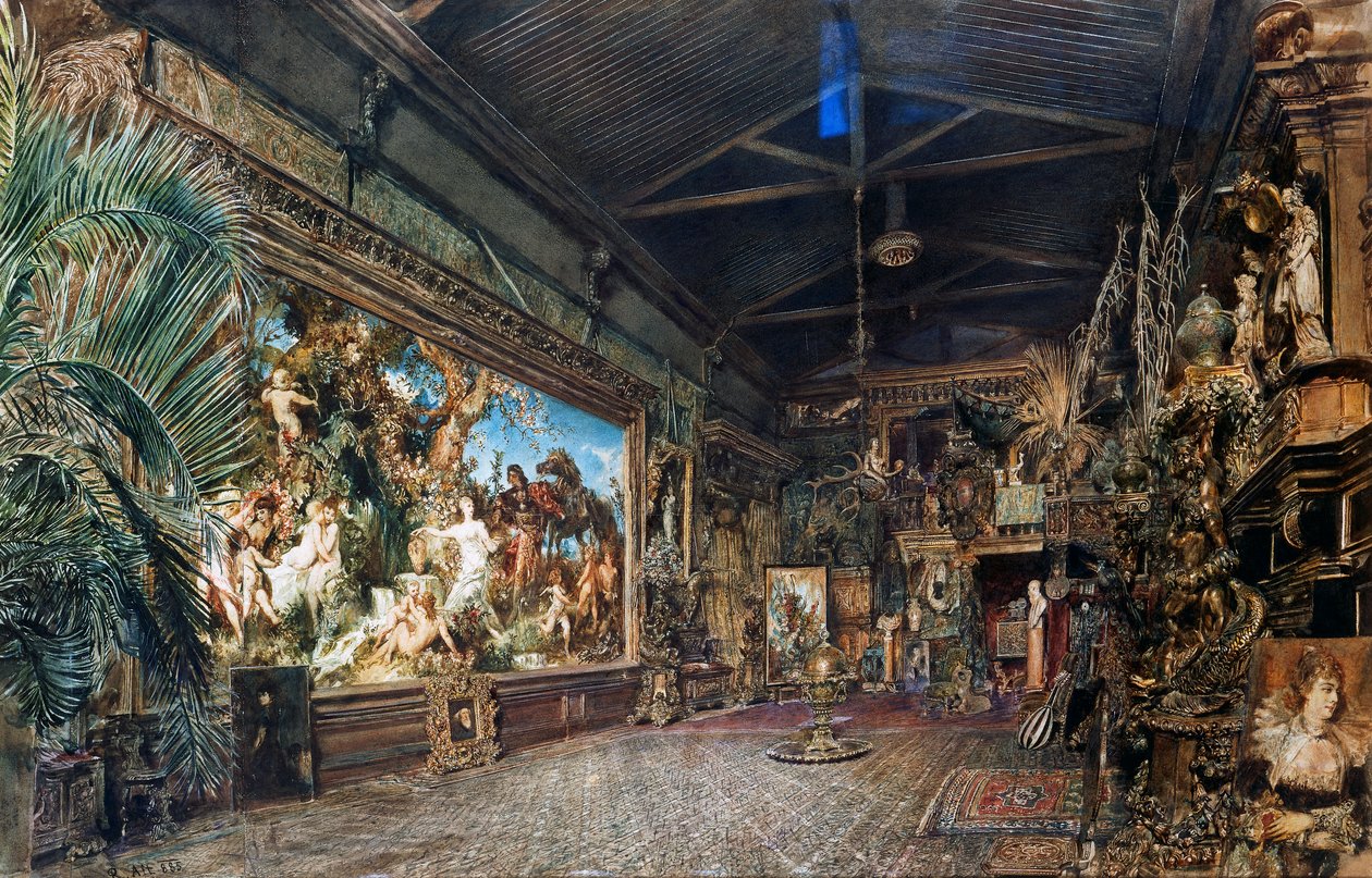 Hans Makarts atelier før auktion af Rudolf von Alt