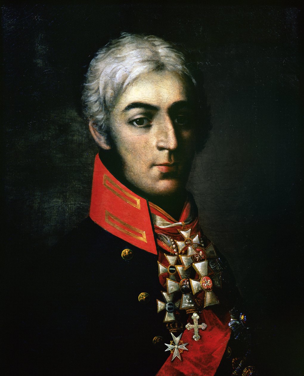 Portræt af prins Peter Bagration (1765-1812) russisk general af Russian School