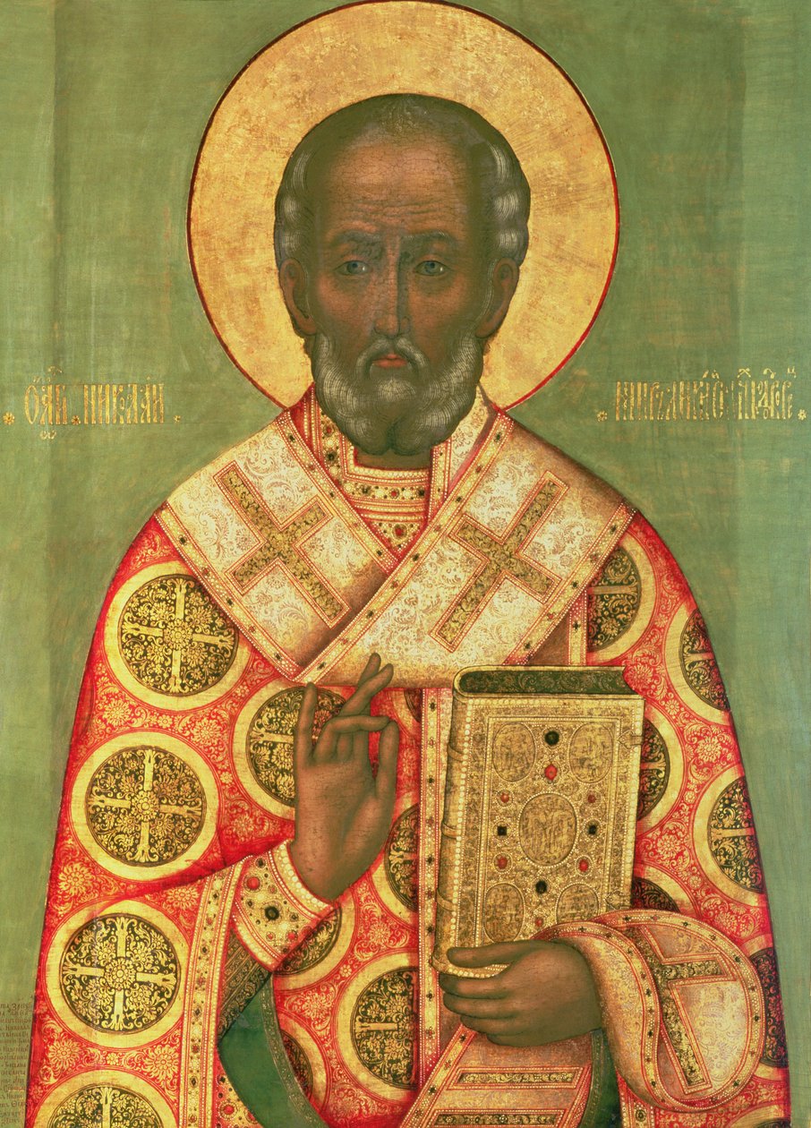 St. Nicholas, Moskva-skolen (tempera på panel) af Russian School