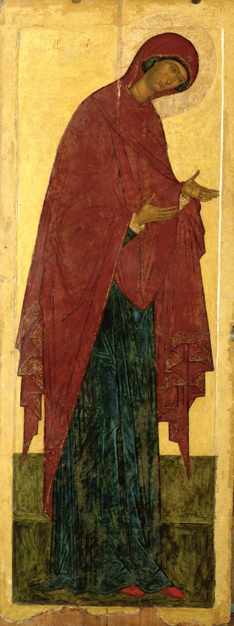 The Virgin (tempera & bladguld på panel) af Russian School