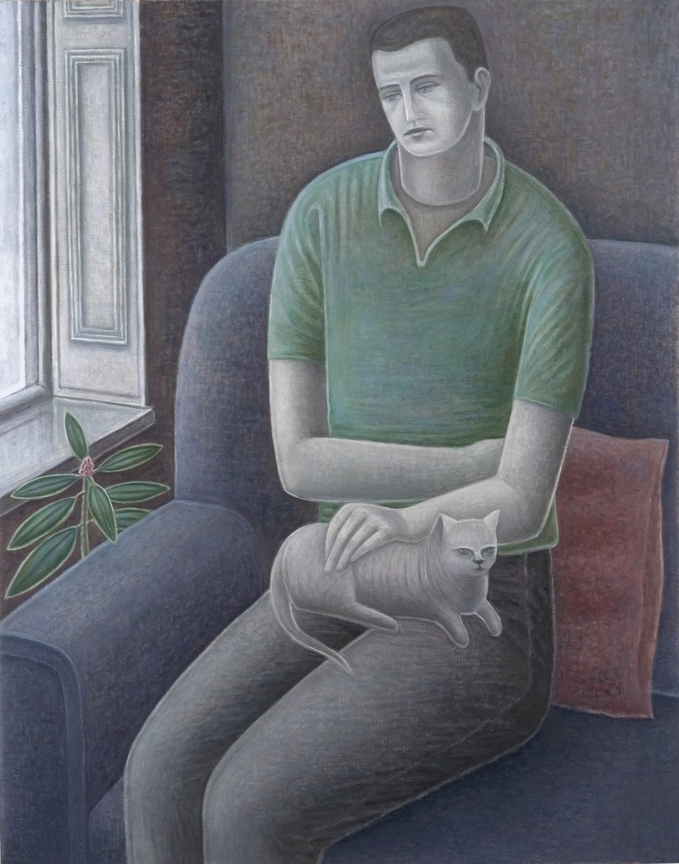 Ung mand med kat, 2008 af Ruth Addinall