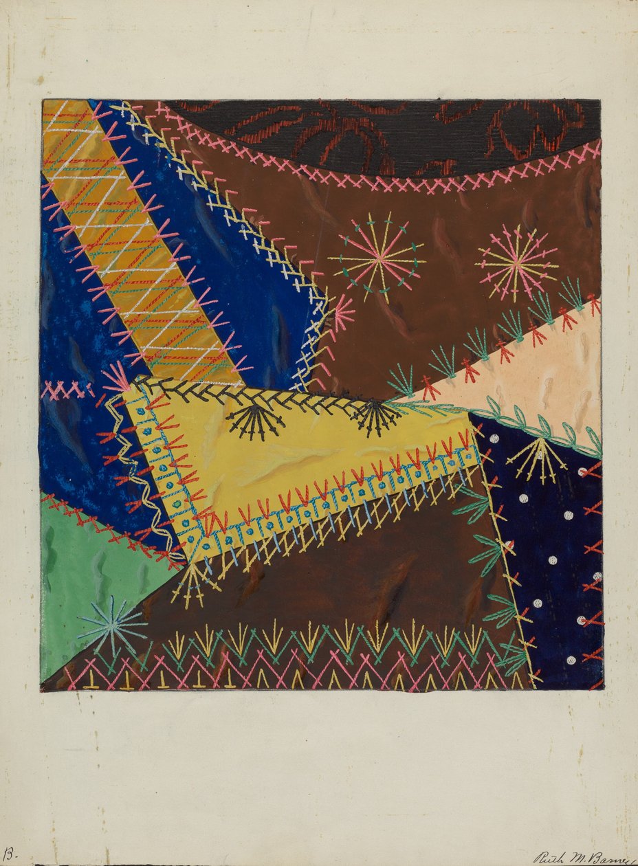 Crazy Quilt, ca. 1940. af Ruth M Barnes