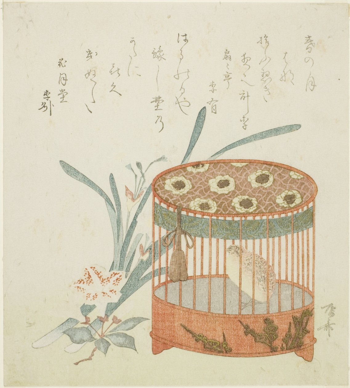 Fuglebur og blomster af Ryuryukyo Shinsai