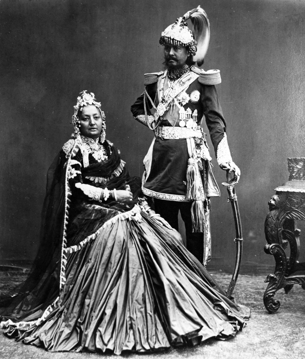 Maharaja af Nepal og hans kone, ca. 1870