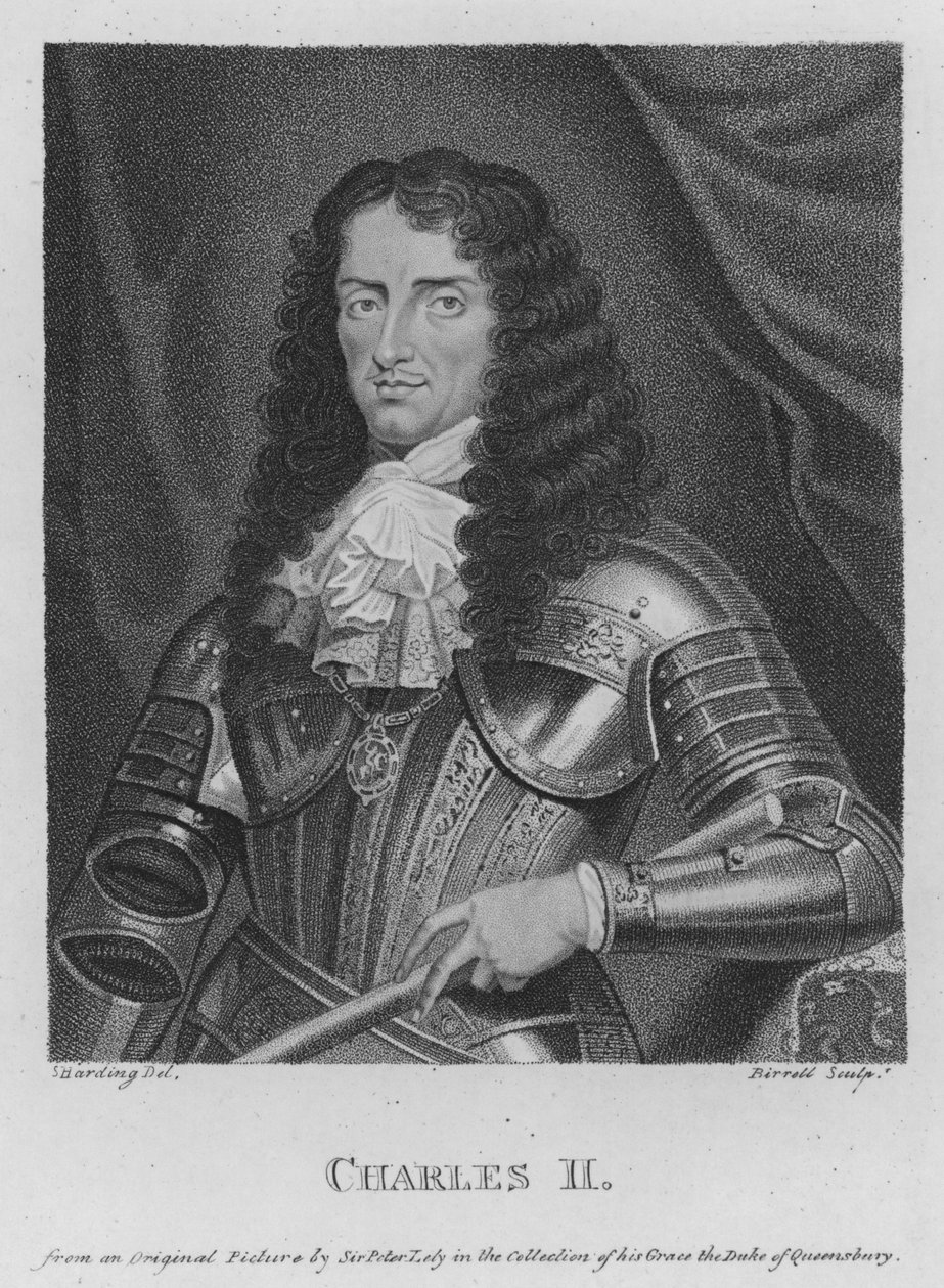 Charles II (gravering) af S. (after) Harding