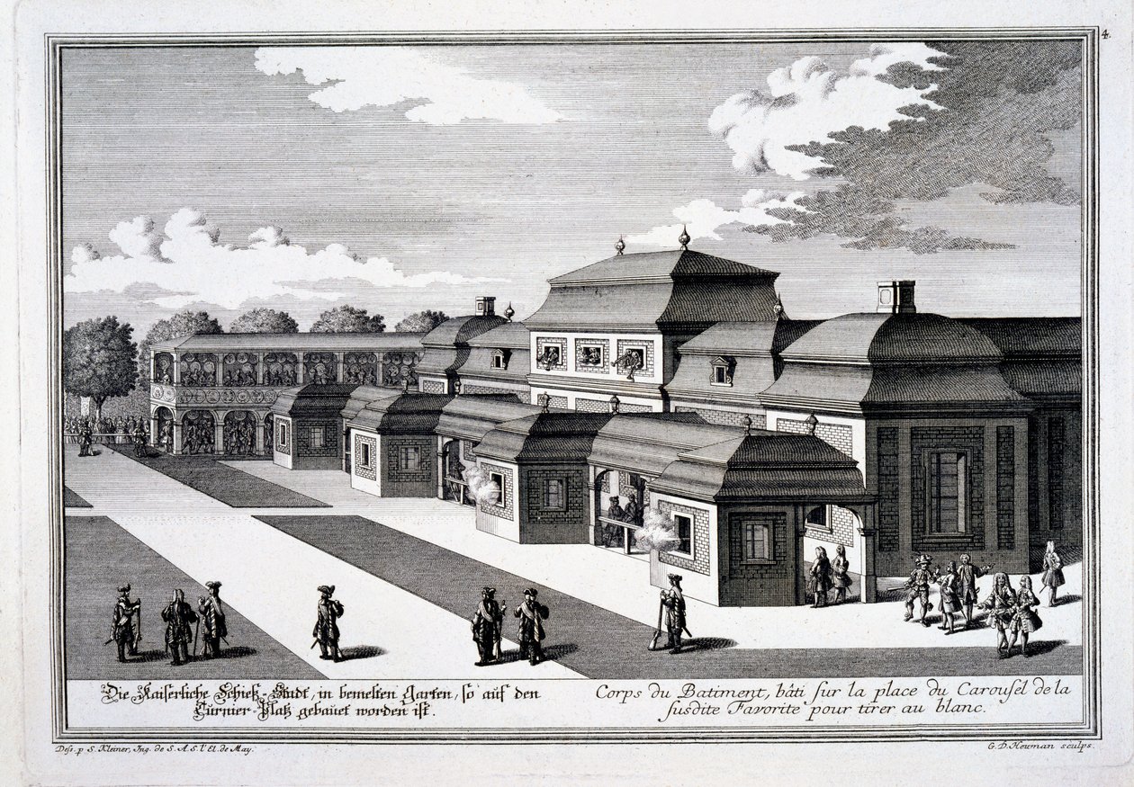 Skydebane bygget på Place du Carrousel til Prinsens Palads, Wien, fra 