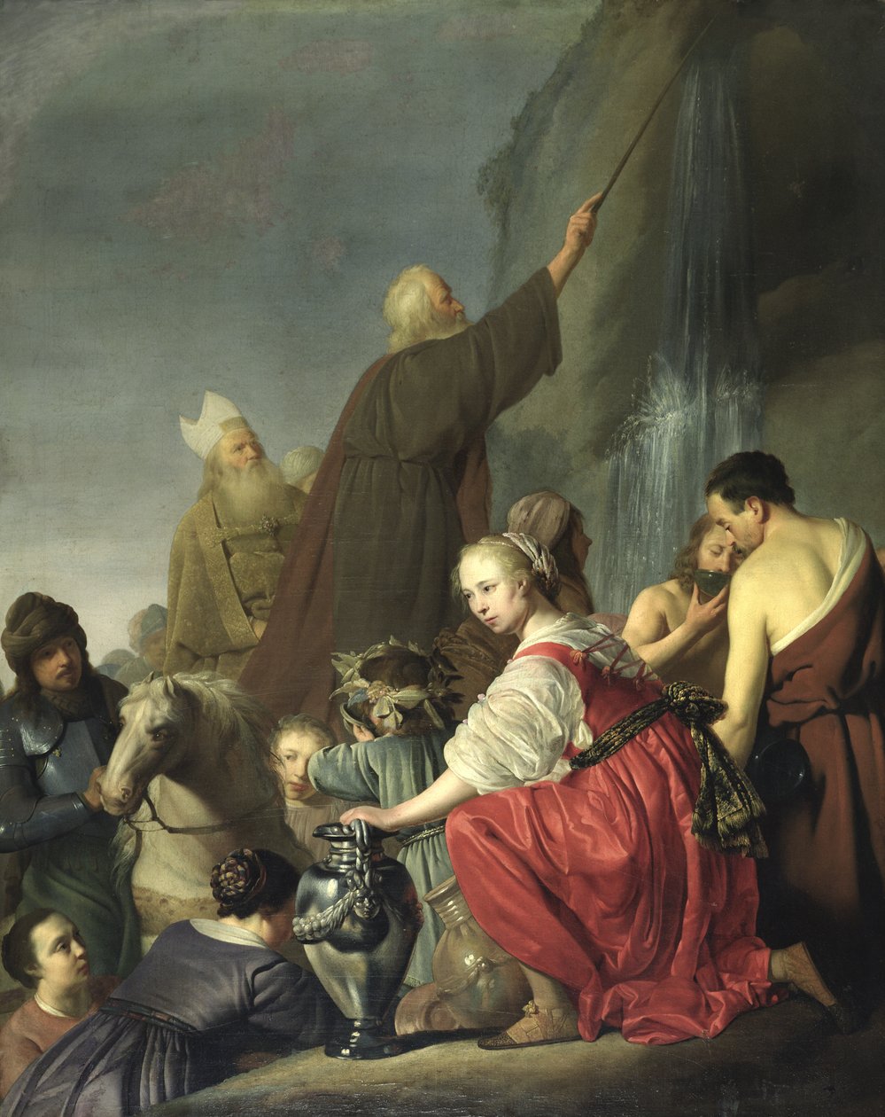 Moses slår vand fra klippen af Salomon de Coninch