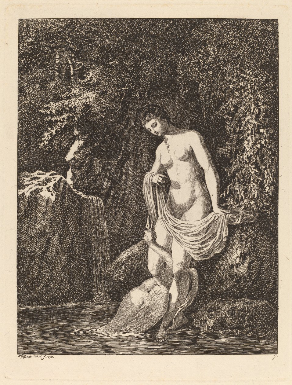 Leda og Svanen af Salomon Gessner