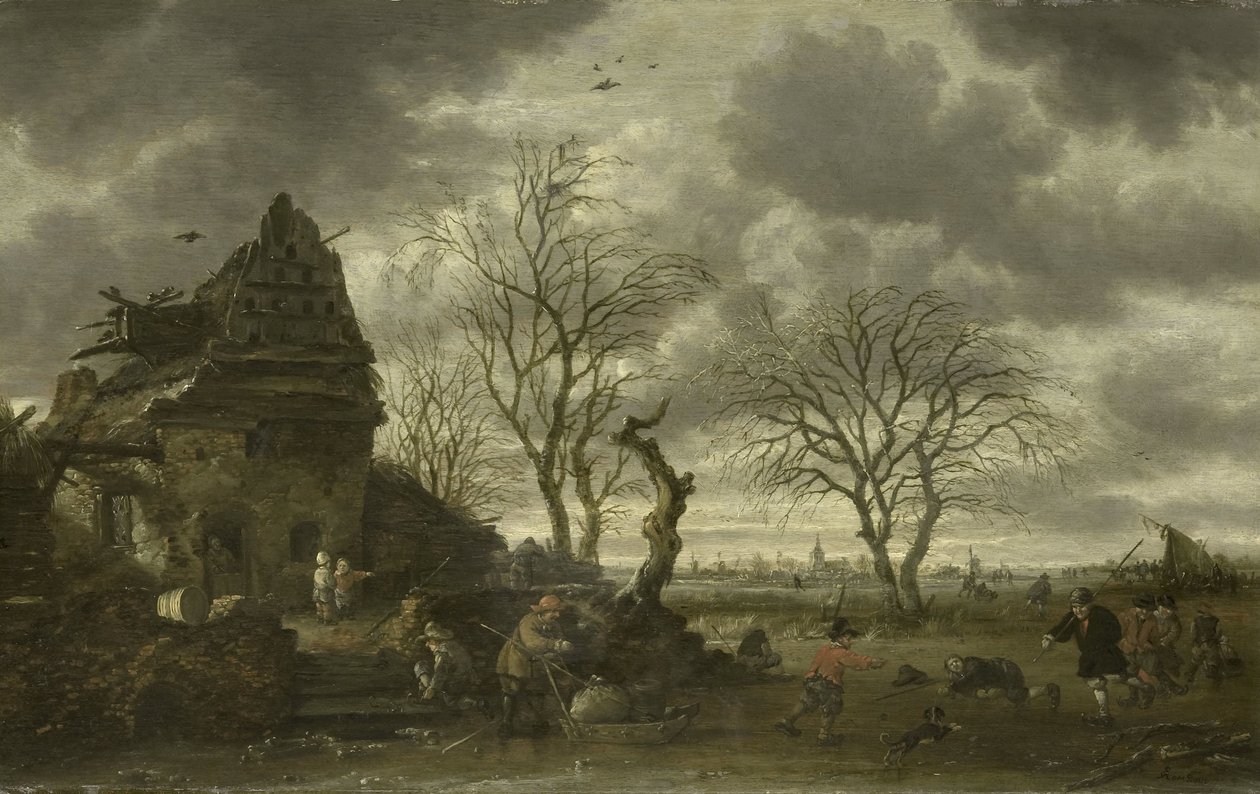Vinterscene af Salomon Rombouts