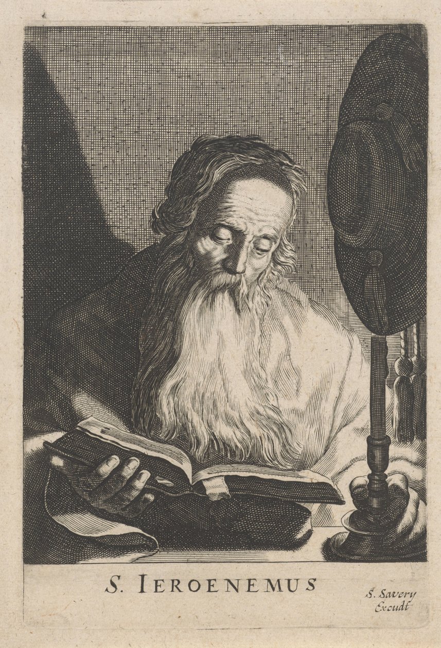 H. Hieronymus læser ved levende lys af Salomon Savery (attributed to)