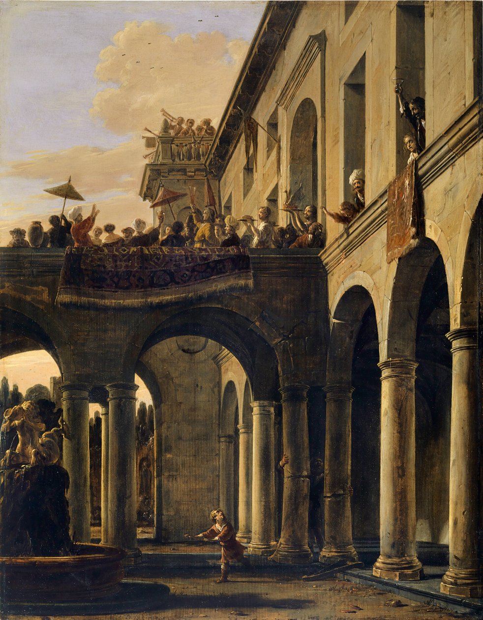 Samson ødelægger Dagons tempel af Salomon de Bray