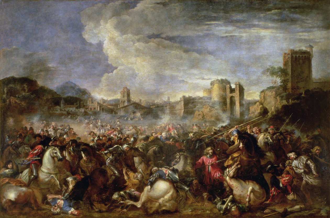 Kampscene af Salvator Rosa