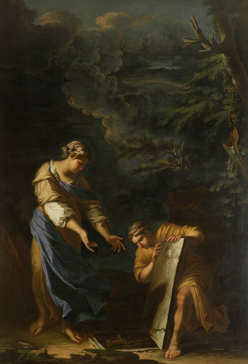 Theseus løfter stenen af Salvator Rosa