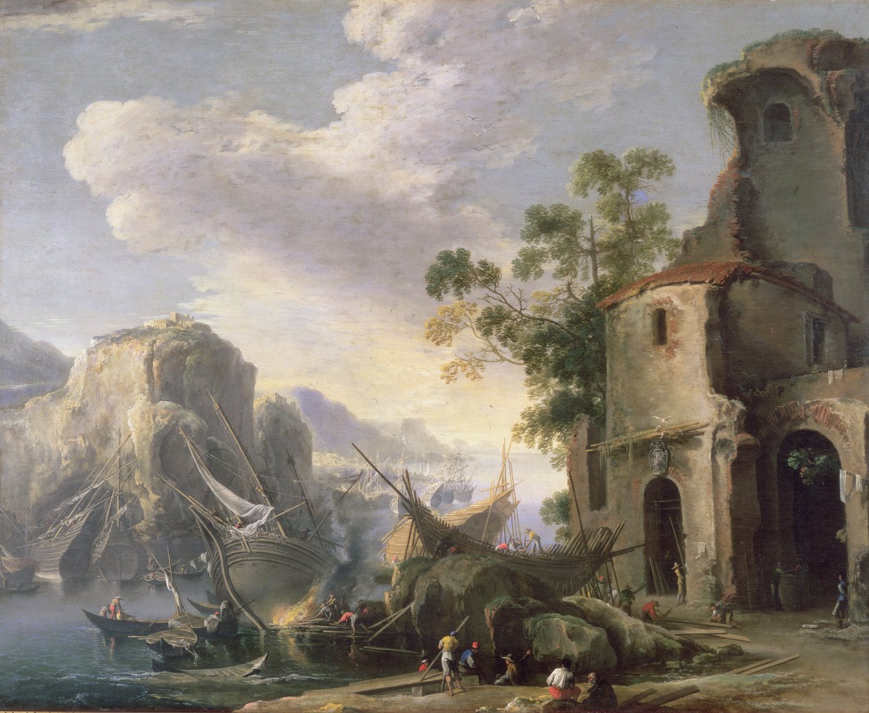 Udsigt over en bugt af Salvator Rosa