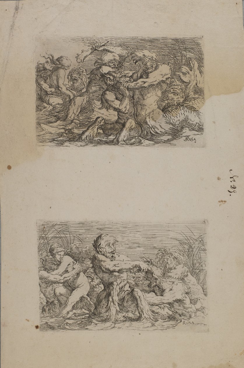 (Figurine Series) Flodguder i kamp af Salvator Rosa
