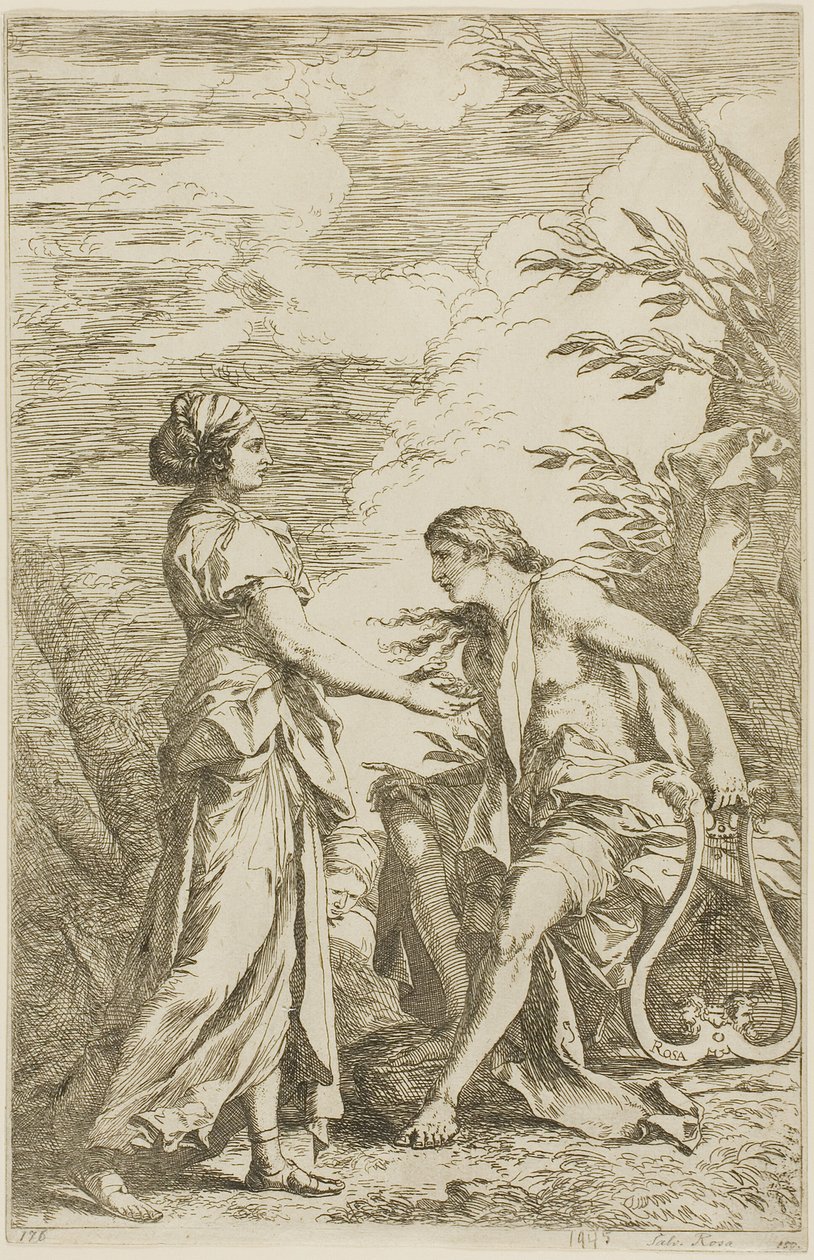 Apollon og Cumean Sybil af Salvator Rosa