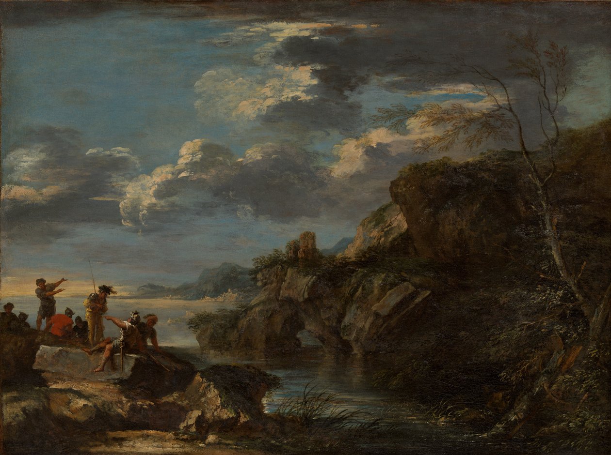 Banditter på en klippekyst, 1655-60. af Salvator Rosa