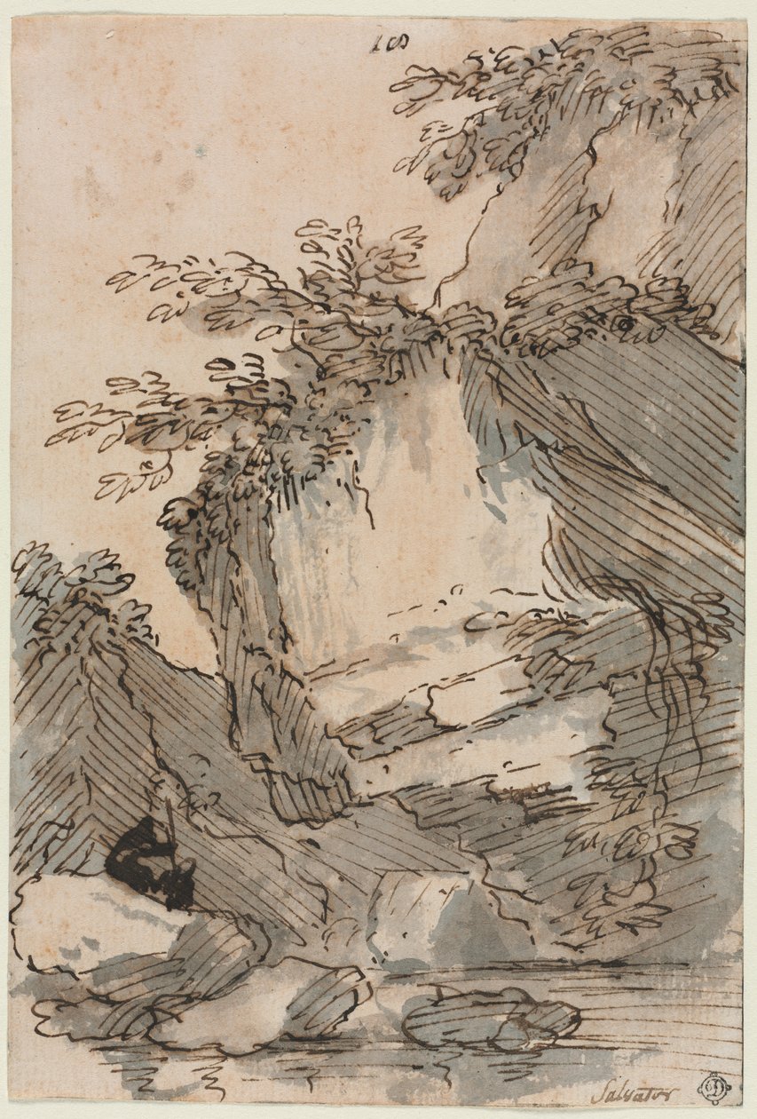 Figurer ved en Rocky Pool af Salvator Rosa