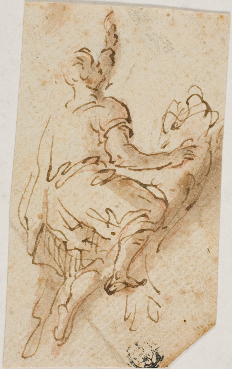 Mand bestiger løve af Salvator Rosa