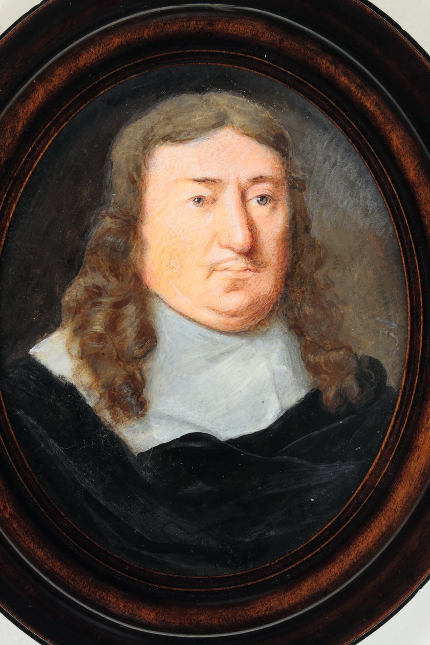 En herre i sort frakke (wc på vellum) af Samuel Cooper