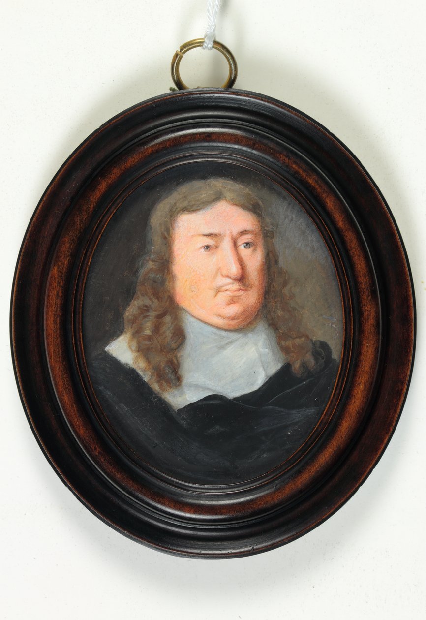 En herre i sort frakke (wc på vellum) af Samuel Cooper