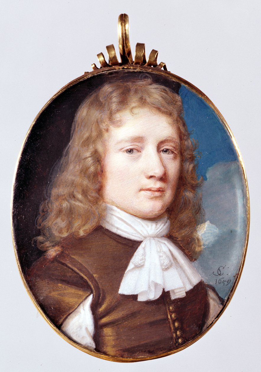Miniatureportræt af en ukendt mand, 1659 (wc på vellum) af Samuel Cooper